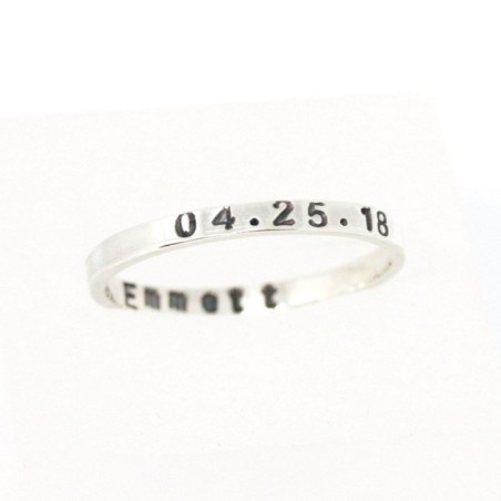 Silver band ring personalized inside and outside, 2mm, 3mm or 4mm wide band
