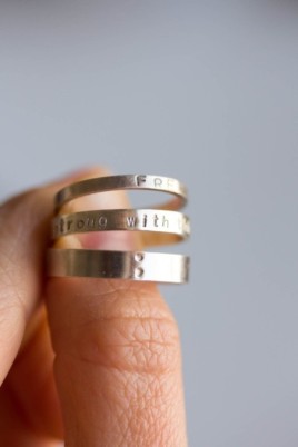 Silver band ring personalized inside and outside, 2mm, 3mm or 4mm wide band