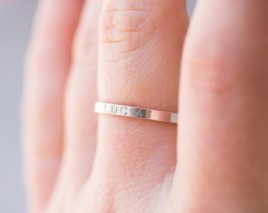 Silver band ring personalized inside and outside, 2mm, 3mm or 4mm wide band