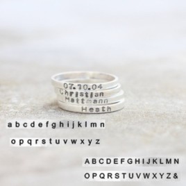 Silver band ring personalized inside and outside, 2mm, 3mm or 4mm wide band