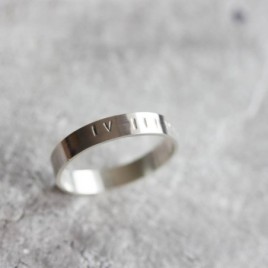 Silver band ring personalized inside and outside, 2mm, 3mm or 4mm wide band