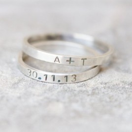Silver band ring personalized inside and outside, 2mm, 3mm or 4mm wide band
