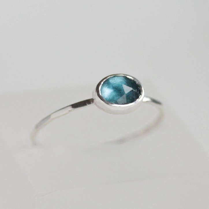 Oval London Blue Topaz ring - skinny stackable ring Oval London Blue Topaz ring - skinny stackable ring
