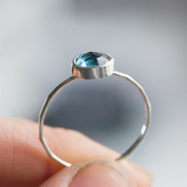 Oval London Blue Topaz ring - skinny stackable ring Oval London Blue Topaz ring - skinny stackable ring