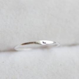 Initial ring with sideways hand stamping, stackable sterling silver ring