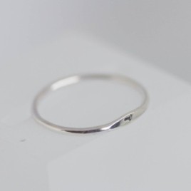 Initial ring with sideways hand stamping, stackable sterling silver ring
