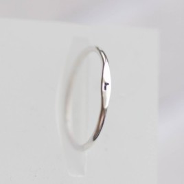 Initial ring with sideways hand stamping, stackable sterling silver ring