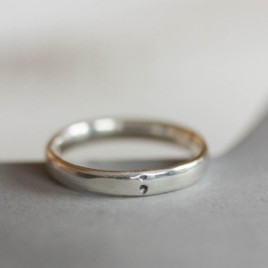 Semicolon ring, comfortable fit, 3mm wide