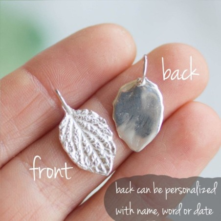 Leaf necklace with personalized back