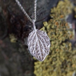 Leaf necklace - fine silver realistic leaf