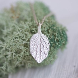 Leaf necklace - fine silver realistic leaf
