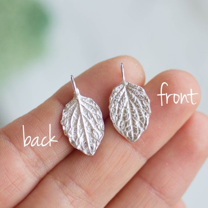 Leaf necklace - fine silver realistic leaf