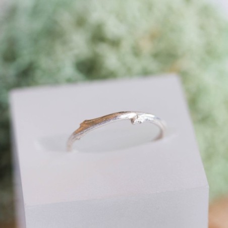 Twig ring - fine silver branch ring, Nature inspired