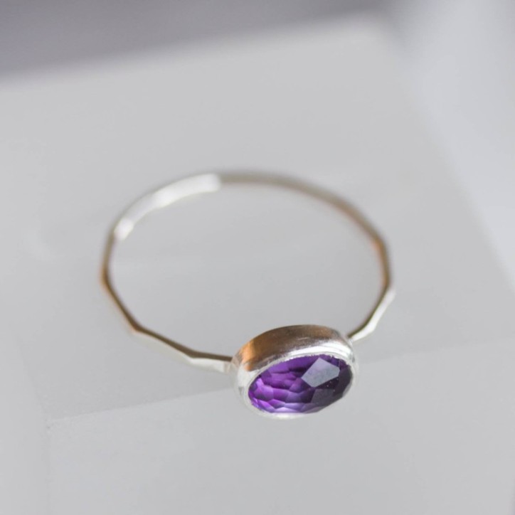 Oval Amethyst ring - skinny stackable ring Oval Amethyst ring - skinny stackable ring