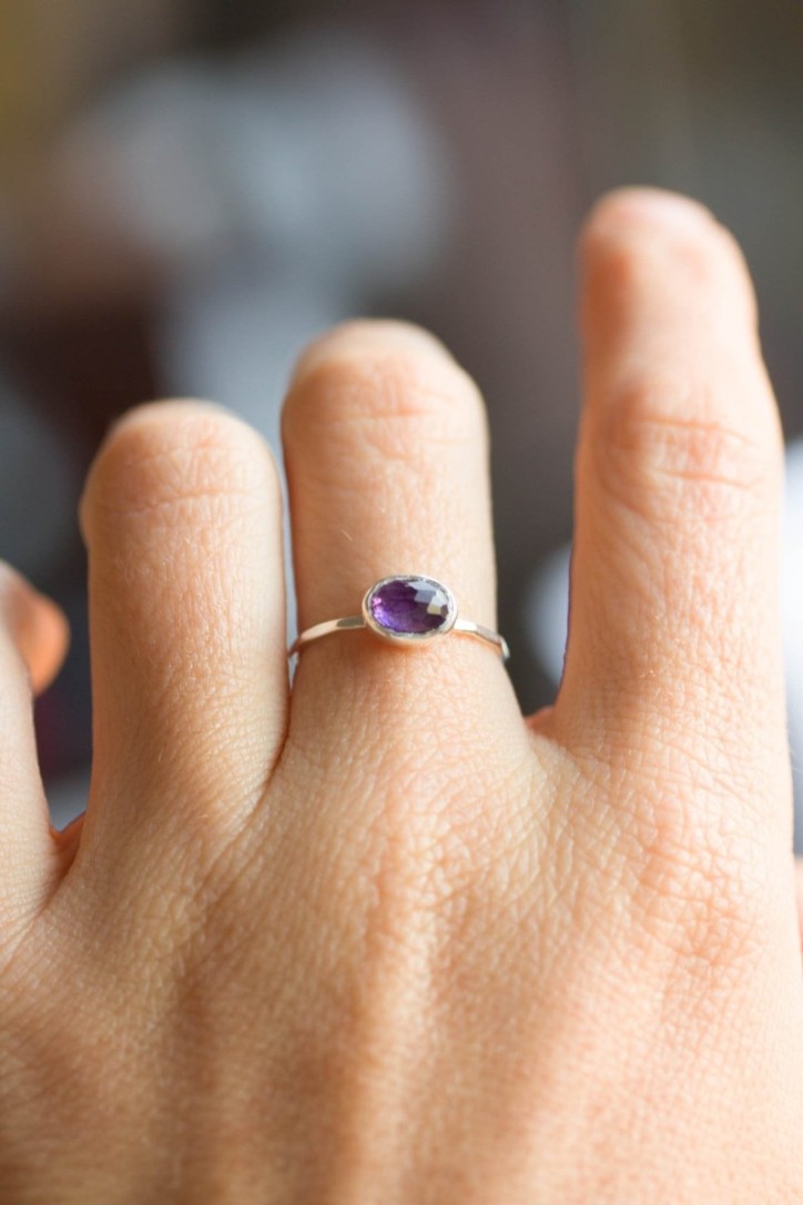 Oval Amethyst ring - skinny stackable ring Oval Amethyst ring - skinny stackable ring