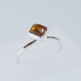 Citrine ring - stackable ring with square stone