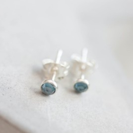 London Blue Topaz stud earrings, tiny studs in 925 silver or gold