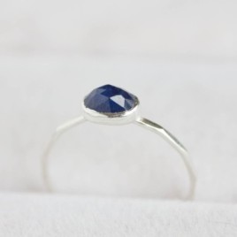 Oval Sapphire ring - skinny stackable ring