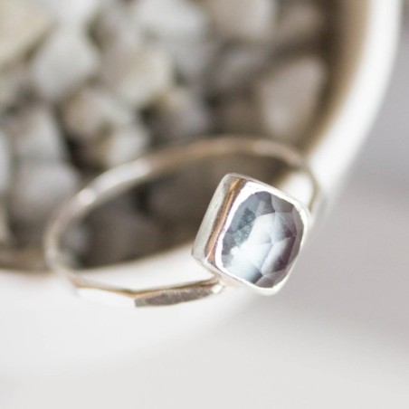 Alexandrite ring - stackable with square stone