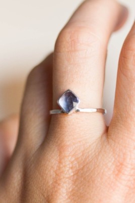 Alexandrite ring - stackable with square stone