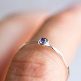 Tanzanite ring - skinny stackable ring