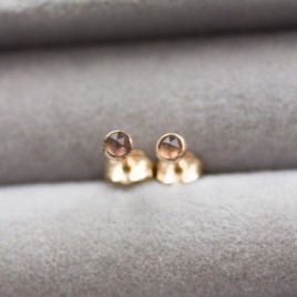 Smoky quartz stud earrings, tiny stud earrings