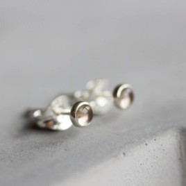 Smoky quartz stud earrings, tiny stud earrings