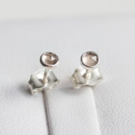 Smoky quartz stud earrings, tiny stud earrings