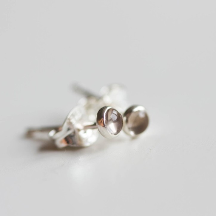 Smoky quartz stud earrings, tiny stud earrings