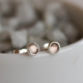 Smoky quartz stud earrings, tiny stud earrings