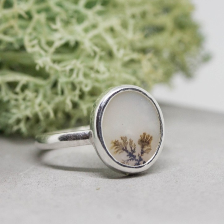 Dendritic agate ring, oval Dendritic agate ring, oval