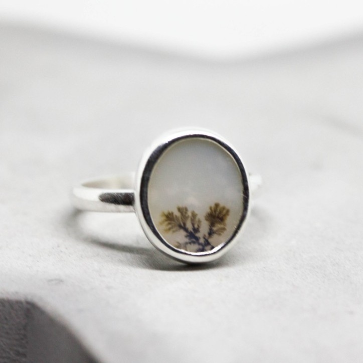 Dendritic agate ring, oval Dendritic agate ring, oval