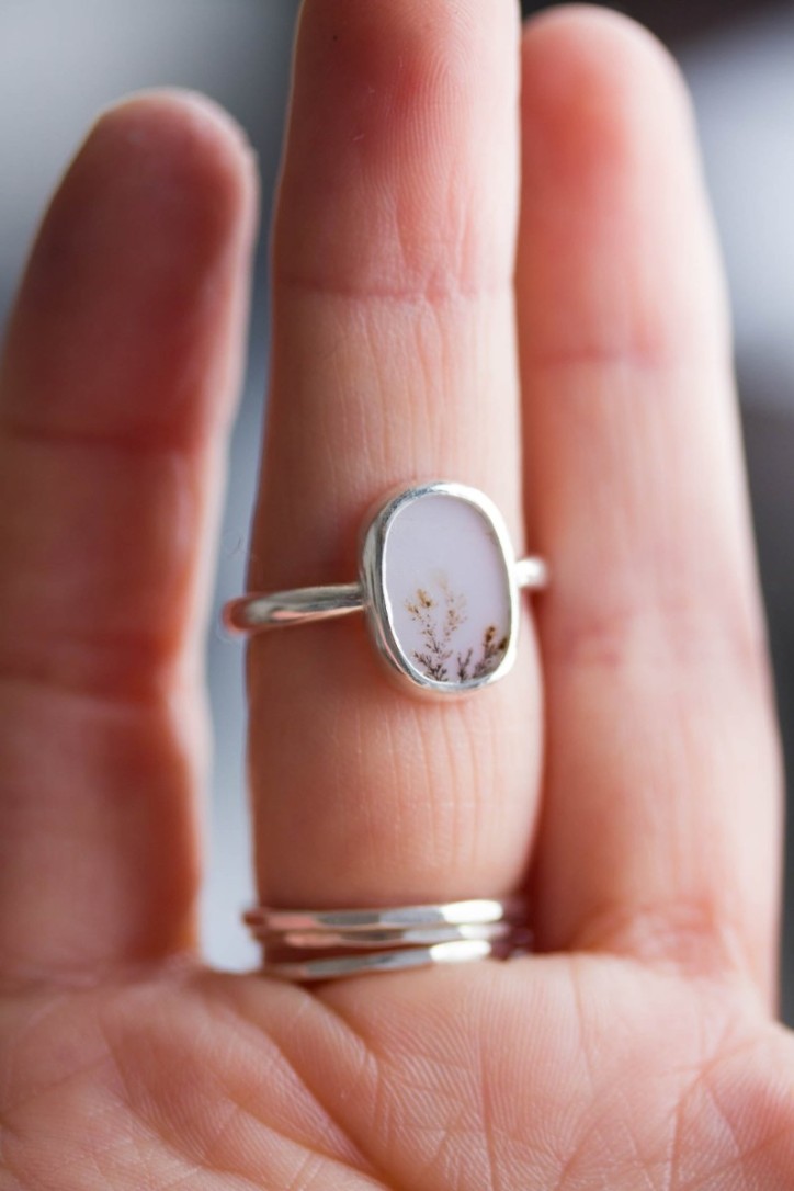 Dendritic agate ring, oval Dendritic agate ring, oval