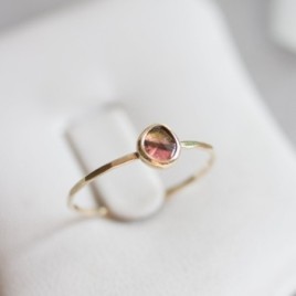 Bi-color Tourmaline ring - skinny stackable ring