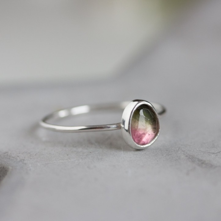 Bi-color Tourmaline ring - skinny stackable ring Bi-color Tourmaline ring - skinny stackable ring