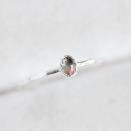 Bi-color Tourmaline ring - skinny stackable, 3x4mm stone