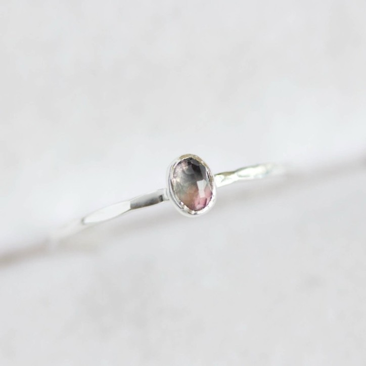 Bi-color Tourmaline ring - skinny stackable, 3x4mm stone Bi-color Tourmaline ring - skinny stackable, 3x4mm stone