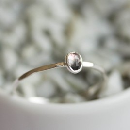 Bi-color Tourmaline ring - skinny stackable, 3x4mm stone