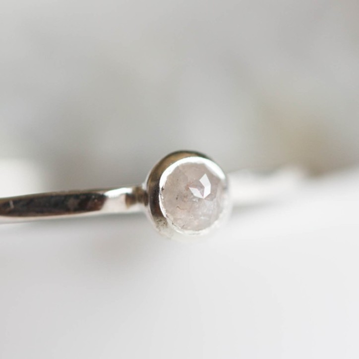Grey Diamond - stackable ring with 3mm rose cut diamond Grey Diamond - stackable ring with 3mm rose cut diamond