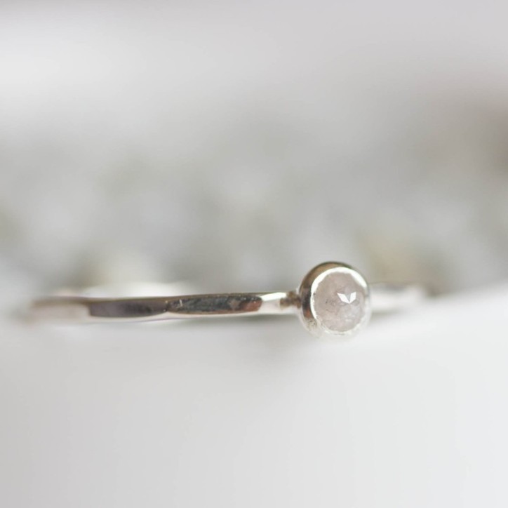 Grey Diamond - stackable ring with 3mm rose cut diamond Grey Diamond - stackable ring with 3mm rose cut diamond