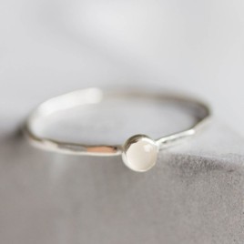 White Topaz - stackable ring with 3mm gemstone, sterling silver or 9K gold