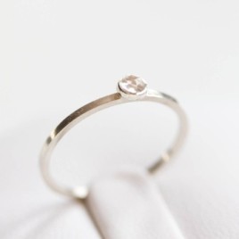 White Topaz - stackable ring with 3mm gemstone, sterling silver or 9K gold