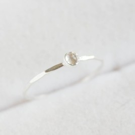 White Topaz - stackable ring with 3mm gemstone, sterling silver or 9K gold