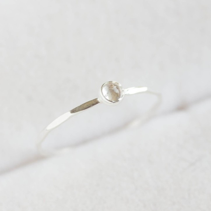 White Topaz - stackable ring with 3mm gemstone, sterling silver or 9K gold White Topaz - stackable ring with 3mm gemstone, sterling silver or 9K gold