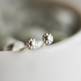 Tiny flower stud earrings - sterling silver, minimal, simple every day earrings