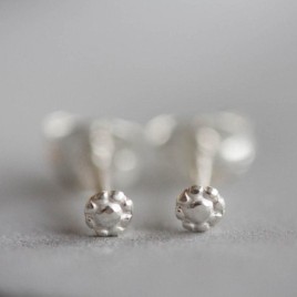 Tiny flower stud earrings - sterling silver, minimal, simple every day earrings