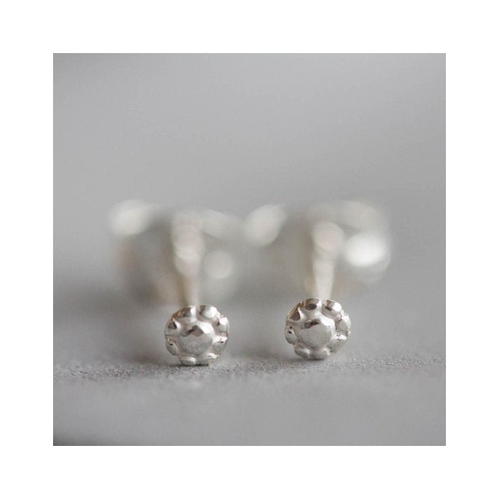 Tiny flower stud earrings - sterling silver, minimal, simple every day earrings