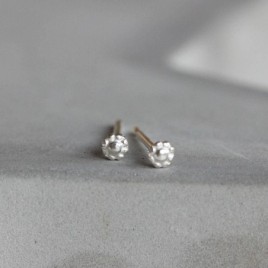 Tiny flower stud earrings - sterling silver, minimal, simple every day earrings