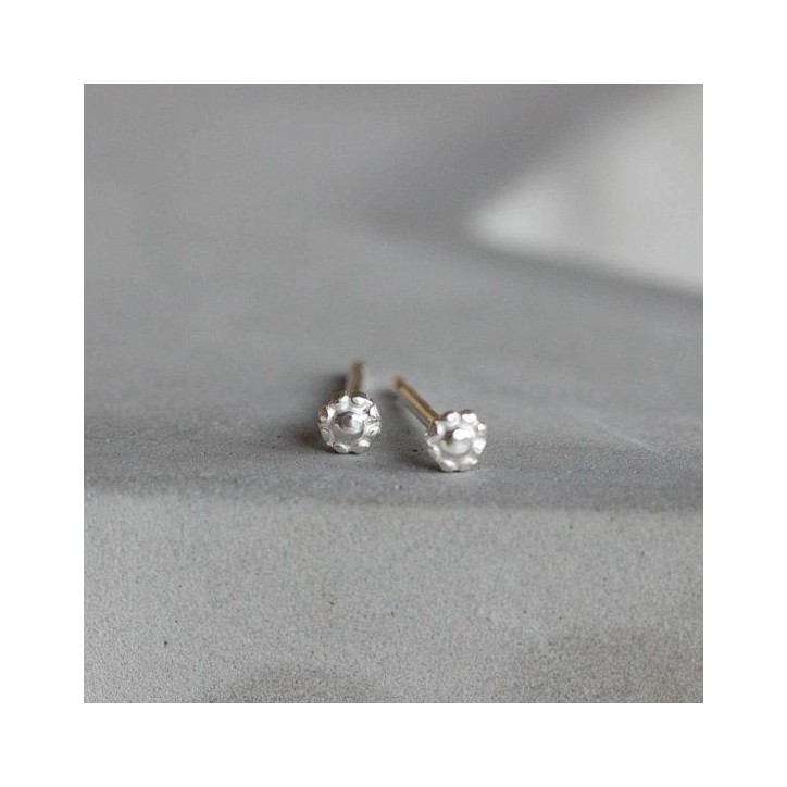 Tiny flower stud earrings - sterling silver, minimal, simple every day earrings