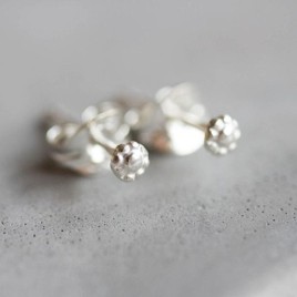 Tiny flower stud earrings - sterling silver, minimal, simple every day earrings